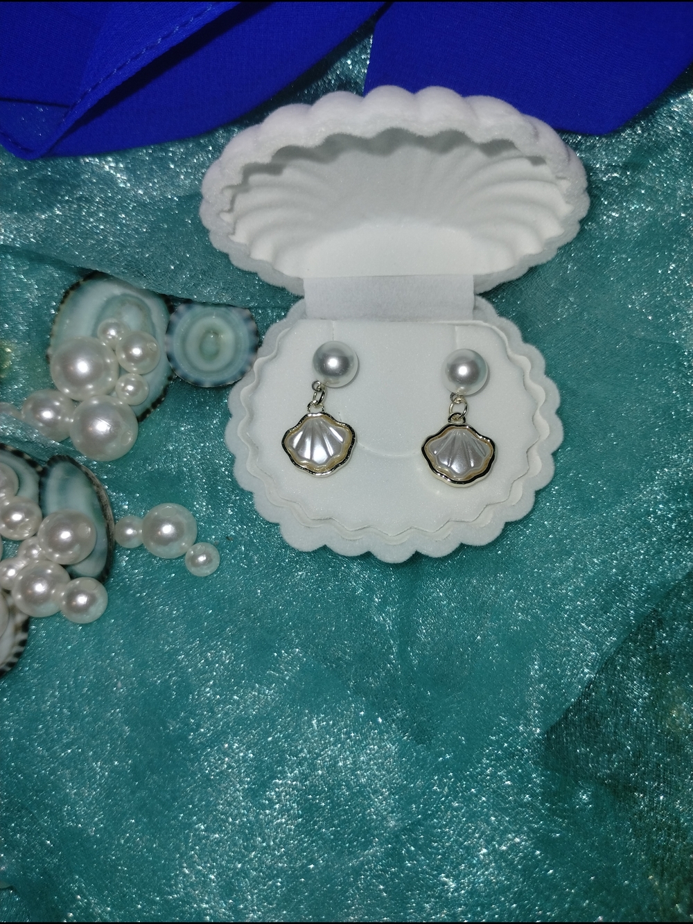 Minimalist Gold Pearl Shell Drop Wedding Earrings - Bridal Jewelry